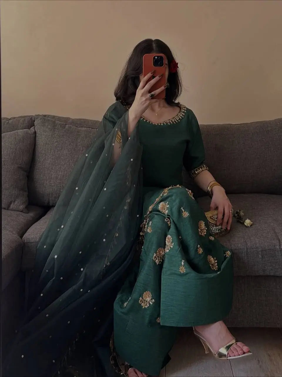 Green Coin Farshi Suit