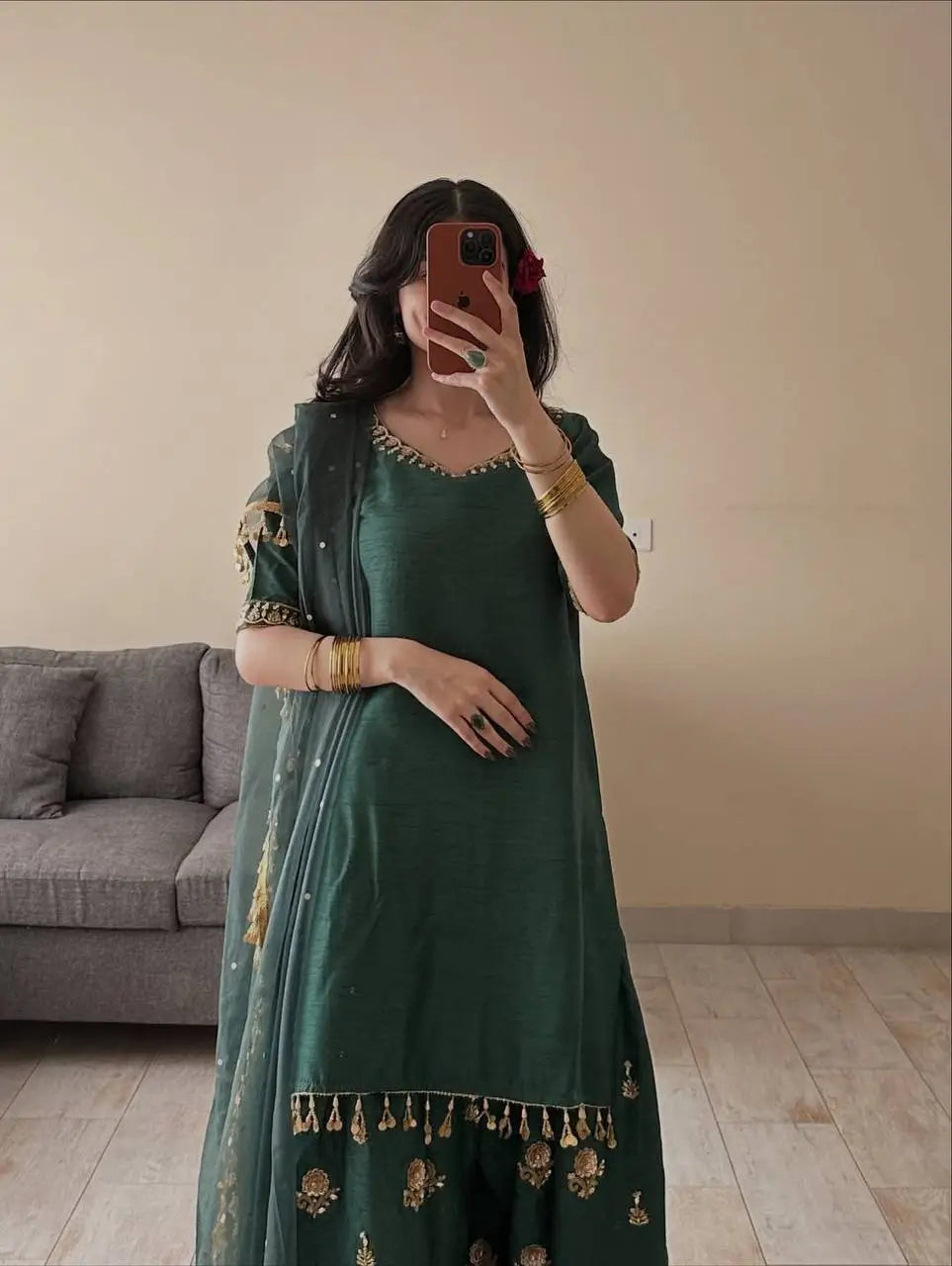 Green Coin Farshi Suit