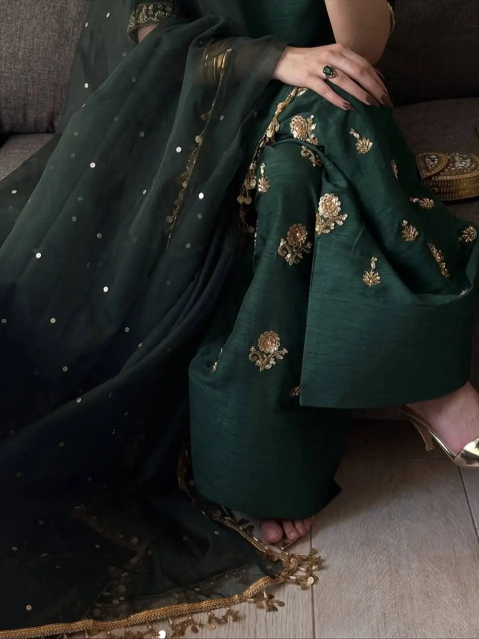 Green Coin Farshi Suit