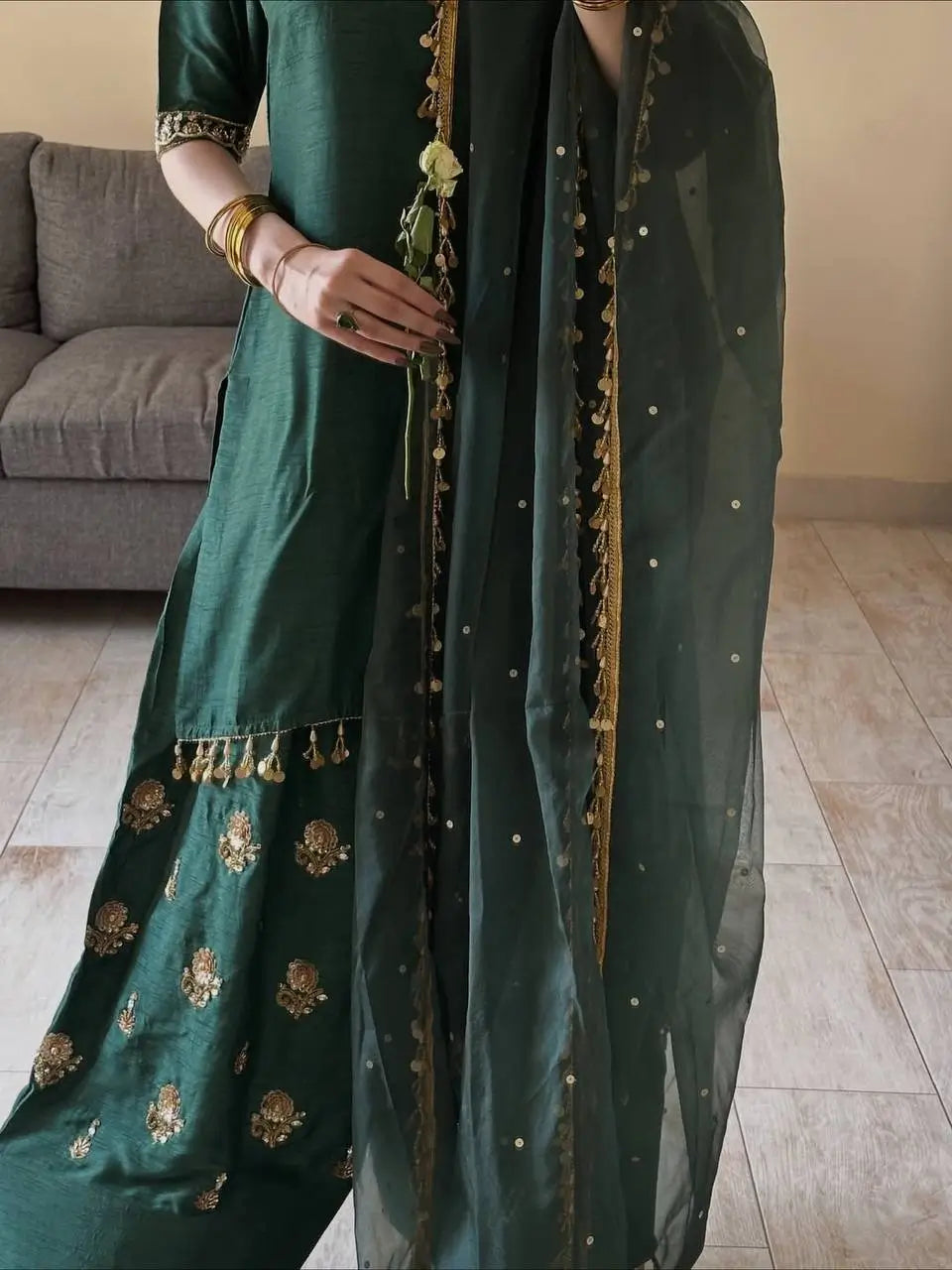 Green Coin Farshi Suit