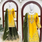 Green Yellow Crepe Kurta Palazzo Set