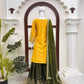 Green Yellow Crepe Kurta Palazzo Set