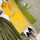 Green Yellow Crepe Kurta Palazzo Set