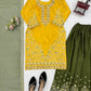 Green Yellow Crepe Kurta Palazzo Set