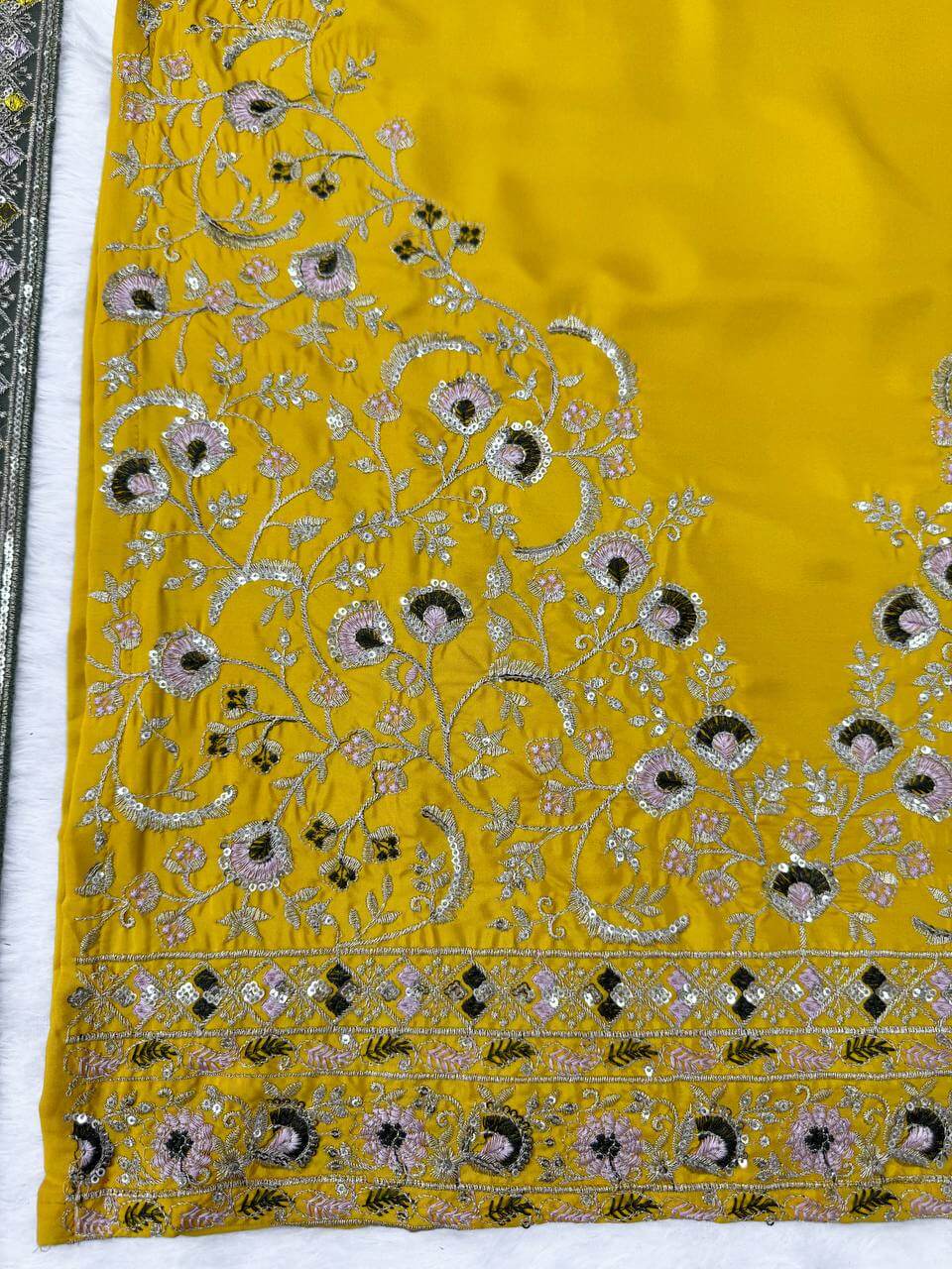 Green Yellow Crepe Kurta Palazzo Set
