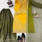 Green Yellow Crepe Kurta Palazzo Set