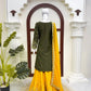 Green Yellow Crepe Kurta Palazzo Set
