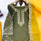 Green Yellow Crepe Kurta Palazzo Set