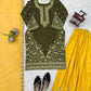 Green Yellow Crepe Kurta Palazzo Set