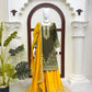 Green Yellow Crepe Kurta Palazzo Set