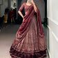 Grey Black Tussar Silk Kalamkari Lehenga Set for Wedding and Festive Wear