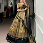 Grey Black Tussar Silk Kalamkari Lehenga Set for Wedding and Festive Wear