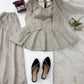 Grey Foil Peplum Sharara Set