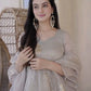 Grey Foil Peplum Sharara Set