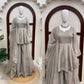 Grey Foil Peplum Sharara Set