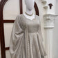 Grey Foil Peplum Sharara Set