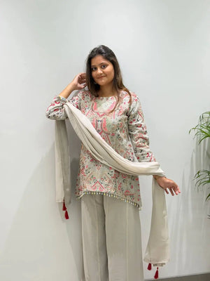 Grey Sequin Latkan Embroidered Kurta