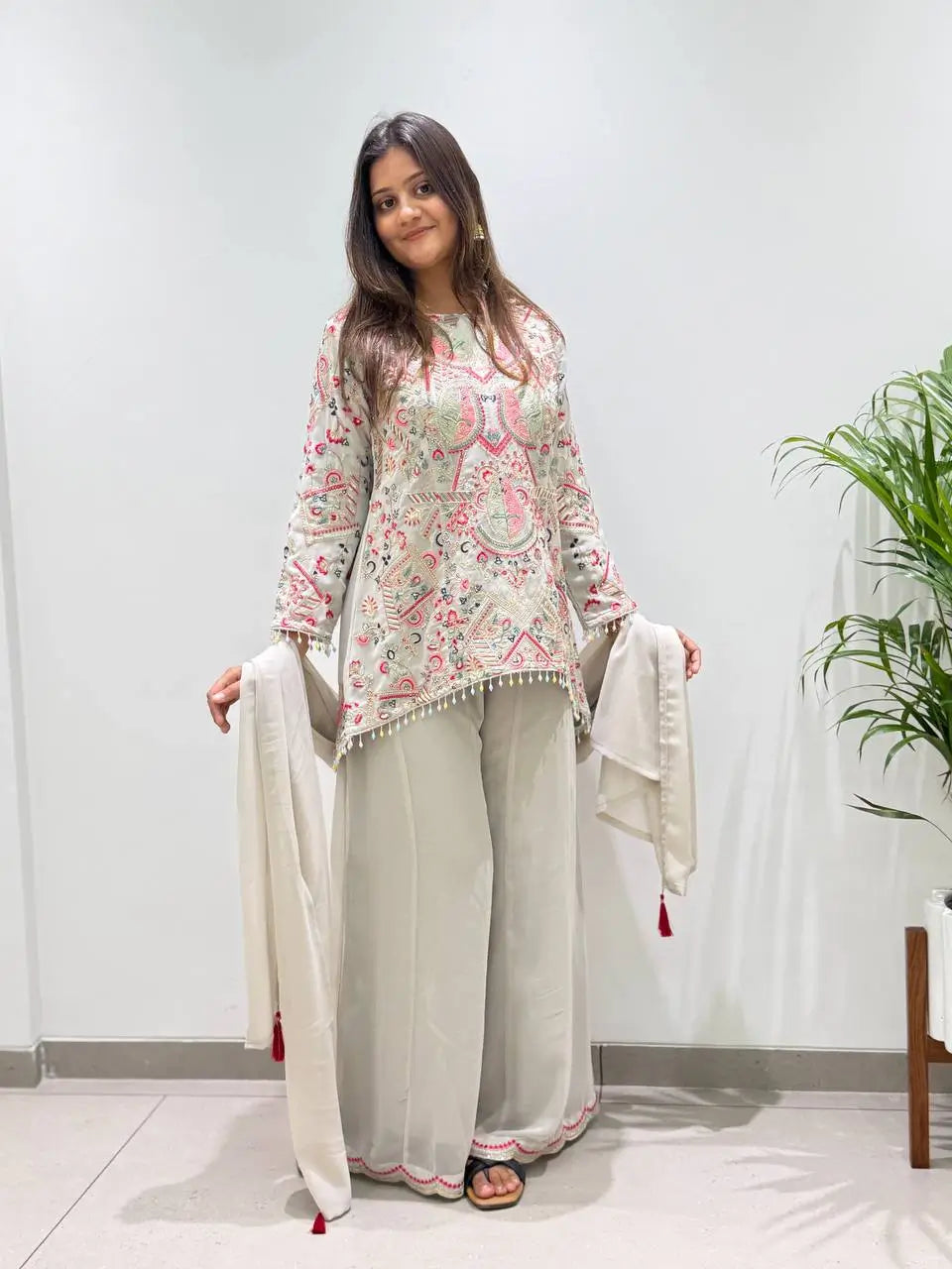 Grey Sequin Latkan Embroidered Kurta