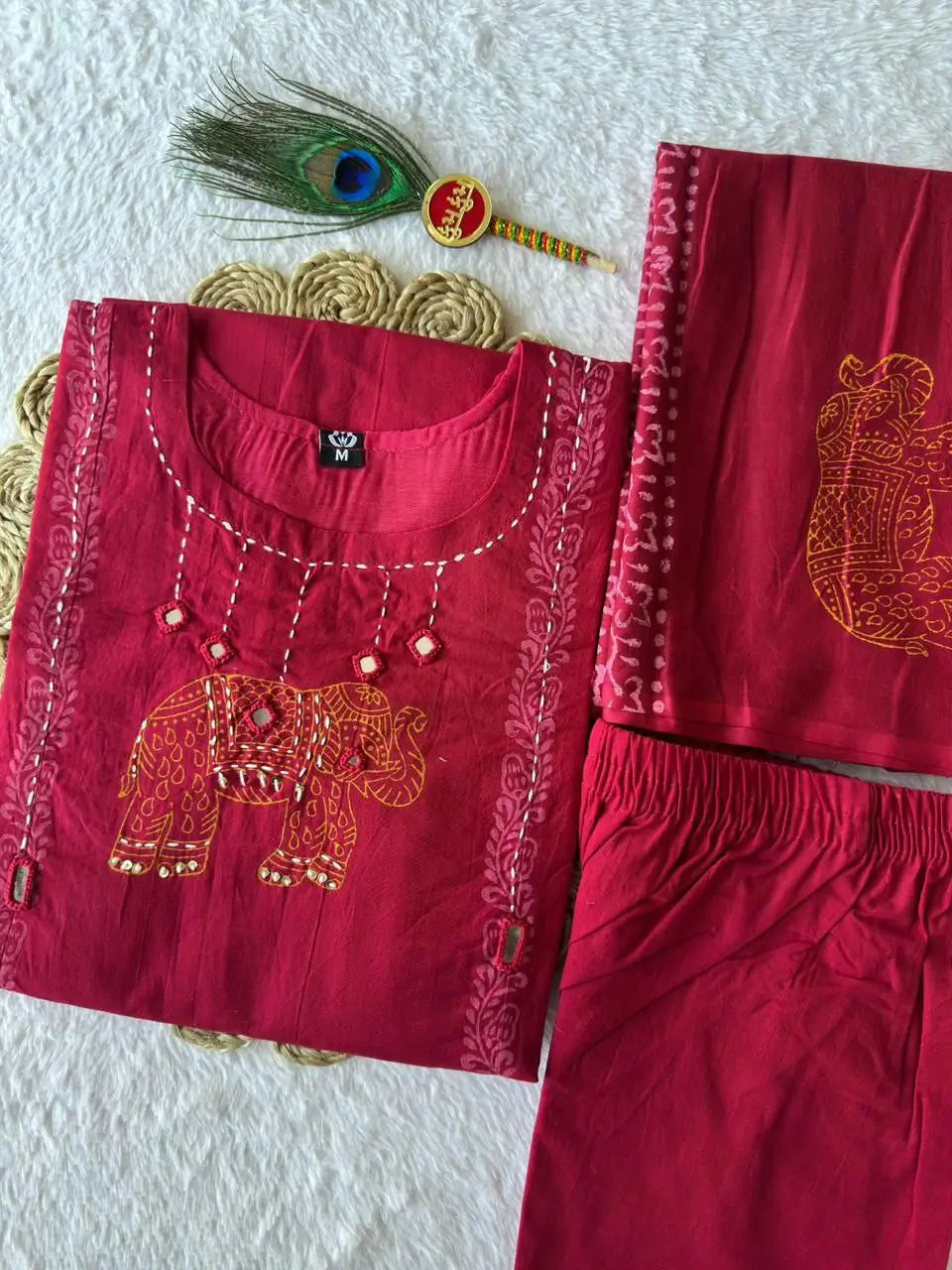 Hand Block Printed Cotton Kurta Set With Dupatta