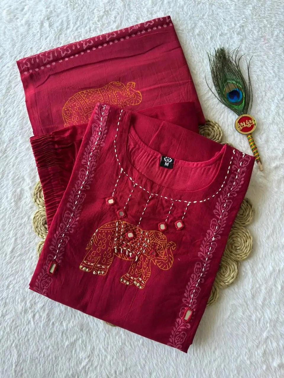 Hand Block Printed Cotton Kurta Set With Dupatta