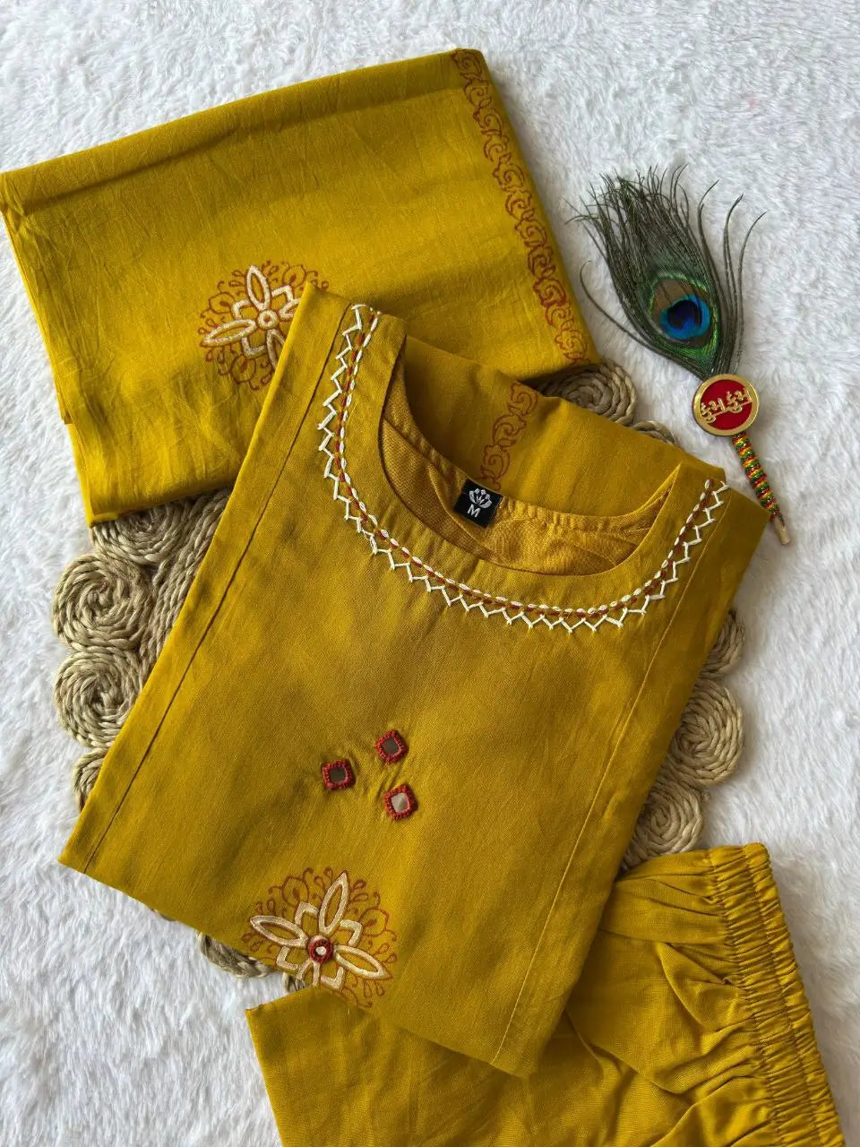 Hand Block Printed Cotton Kurta Set With Dupatta