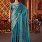 Hand Embroidered Satin Silk Saree
