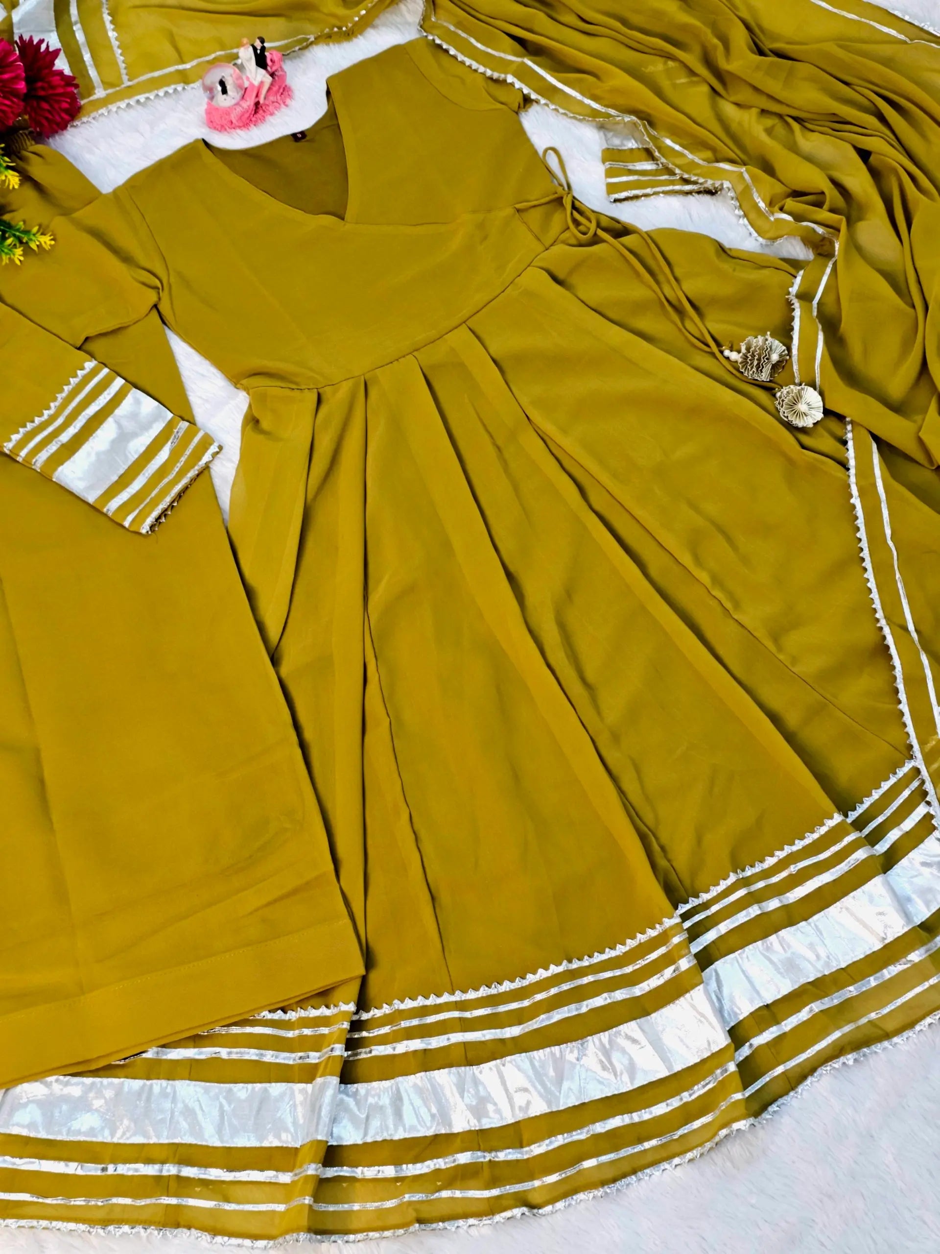 Hand Gotta Work Faux Georgette Anarkali Palazzo Set