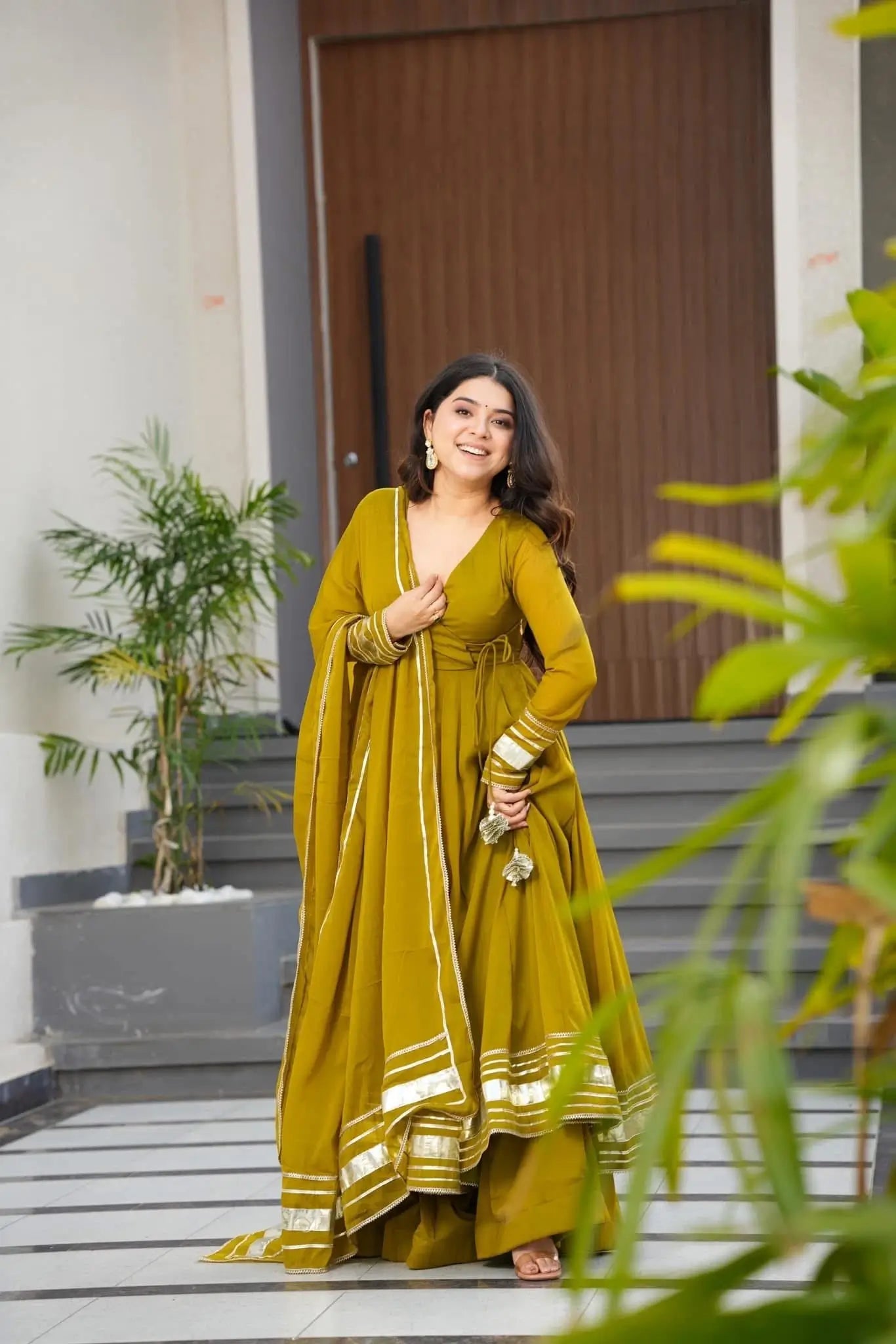 Hand Gotta Work Faux Georgette Anarkali Palazzo Set