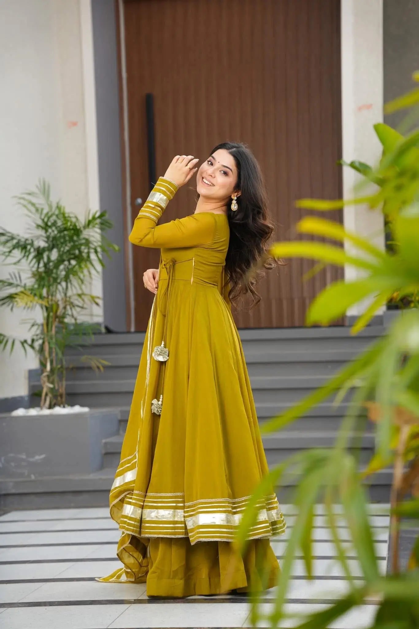 Hand Gotta Work Faux Georgette Anarkali Palazzo Set