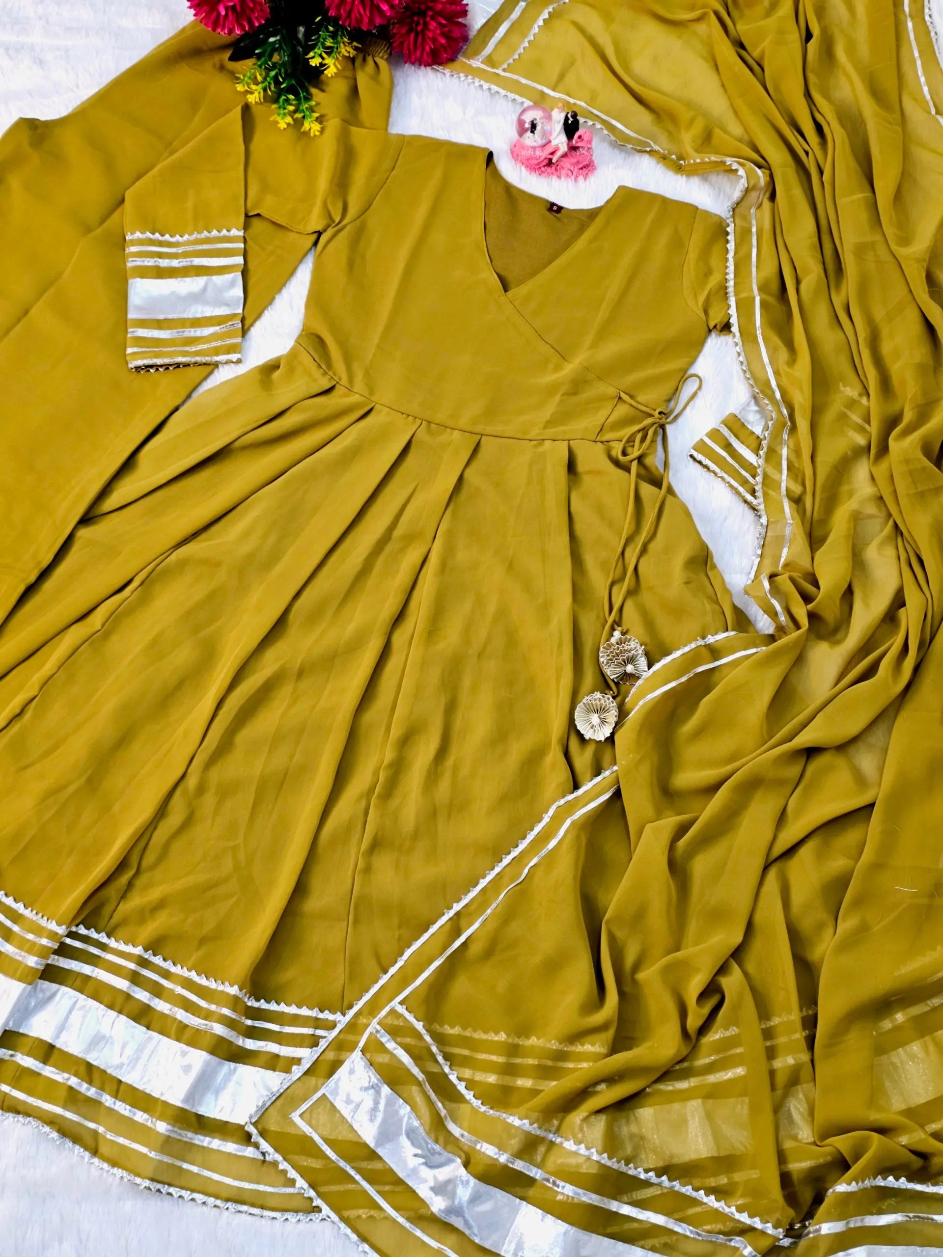 Hand Gotta Work Faux Georgette Anarkali Palazzo Set