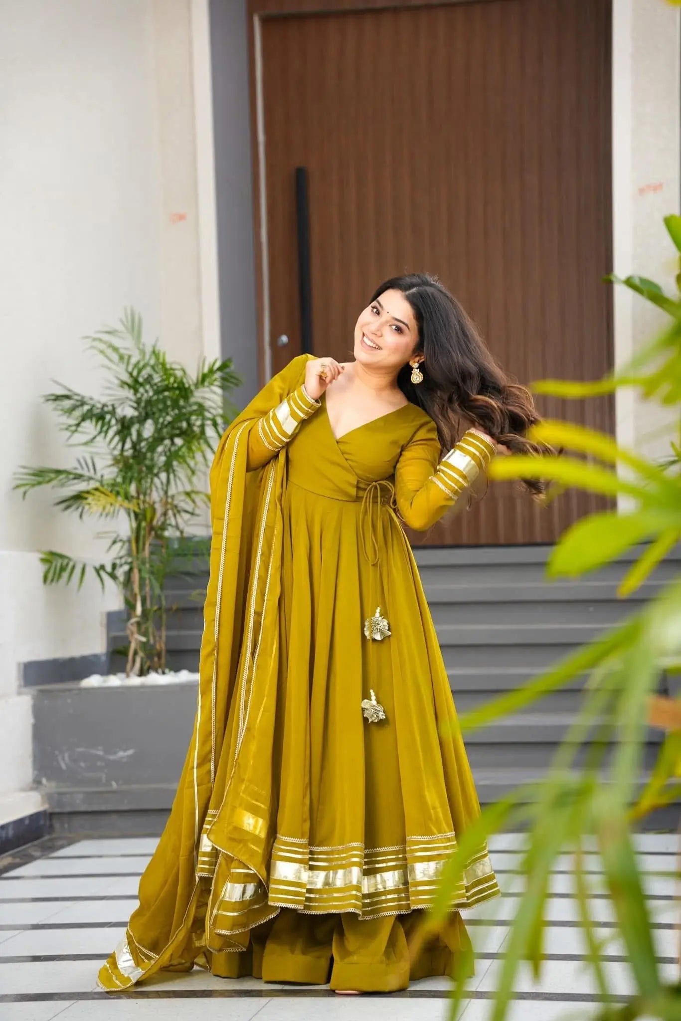 Hand Gotta Work Faux Georgette Anarkali Palazzo Set
