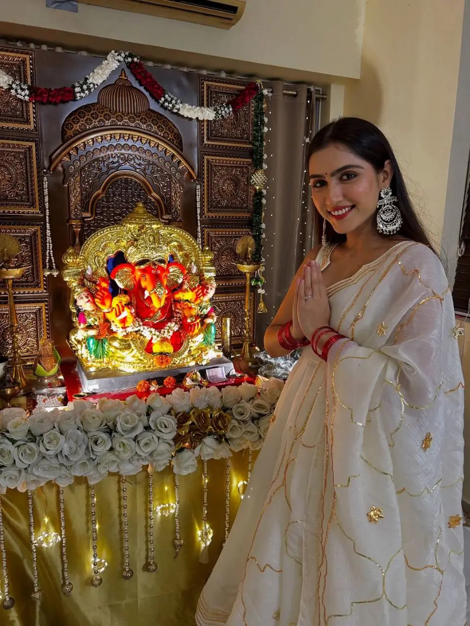 Handcrafted Chiffon Anarkali Palazzo Set with Dupatta