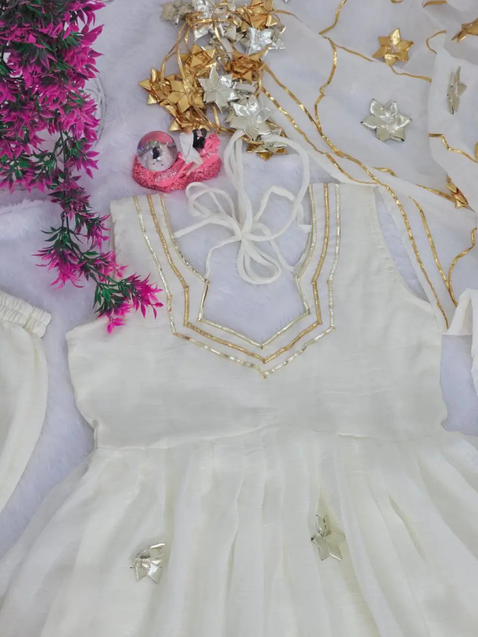 Handcrafted Chiffon Anarkali Palazzo Set with Dupatta