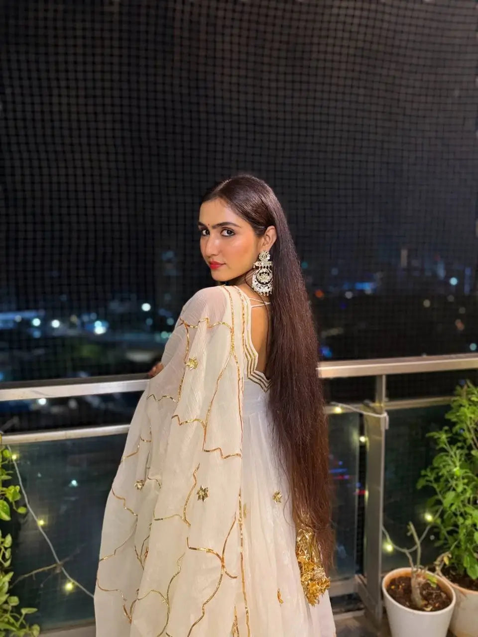 Handcrafted Chiffon Anarkali Palazzo Set with Dupatta