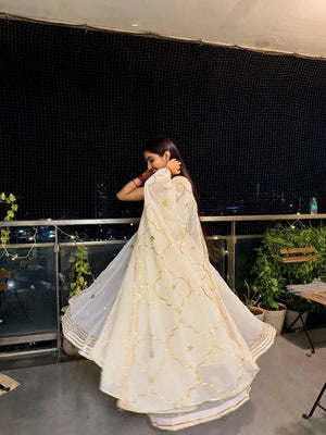 Handcrafted Chiffon Anarkali Palazzo Set with Dupatta