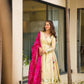 Handcrafted Chinon Anarkali Palazzo Set with Bandhani Dupatta