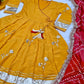 Handcrafted Chinon Anarkali Palazzo Set with Bandhani Dupatta