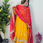 Handcrafted Chinon Anarkali Palazzo Set with Bandhani Dupatta