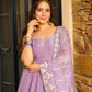 Handcrafted Chinon Anarkali Palazzo Set with Bandhani Dupatta