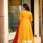 Handcrafted Chinon Anarkali Palazzo Set with Bandhani Dupatta
