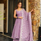 Handcrafted Chinon Anarkali Palazzo Set with Bandhani Dupatta