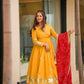 Handcrafted Chinon Anarkali Palazzo Set with Bandhani Dupatta