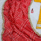 Handcrafted Chinon Anarkali Palazzo Set with Bandhani Dupatta