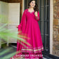 Handcrafted Chinon Anarkali Palazzo Set with Bandhani Dupatta