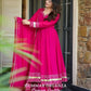 Handcrafted Chinon Anarkali Palazzo Set with Bandhani Dupatta