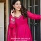 Handcrafted Chinon Anarkali Palazzo Set with Bandhani Dupatta