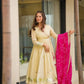Handcrafted Chinon Anarkali Palazzo Set with Bandhani Dupatta