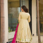 Handcrafted Chinon Anarkali Palazzo Set with Bandhani Dupatta