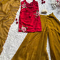 Handpainted Fendy Silk Kurta Set with Crunchy Plazo and Dupatta