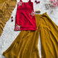 Handpainted Fendy Silk Kurta Set with Crunchy Plazo and Dupatta